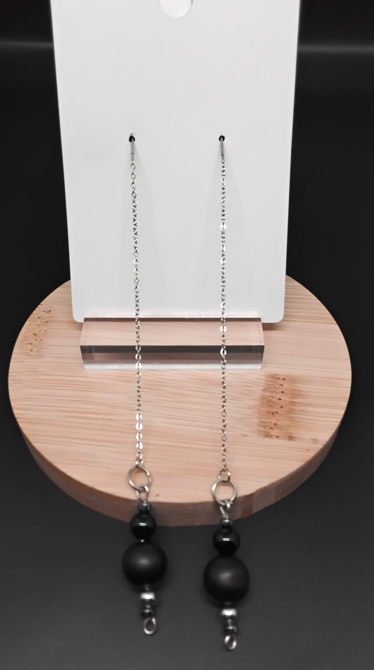 Black Onyx Chain Earrings