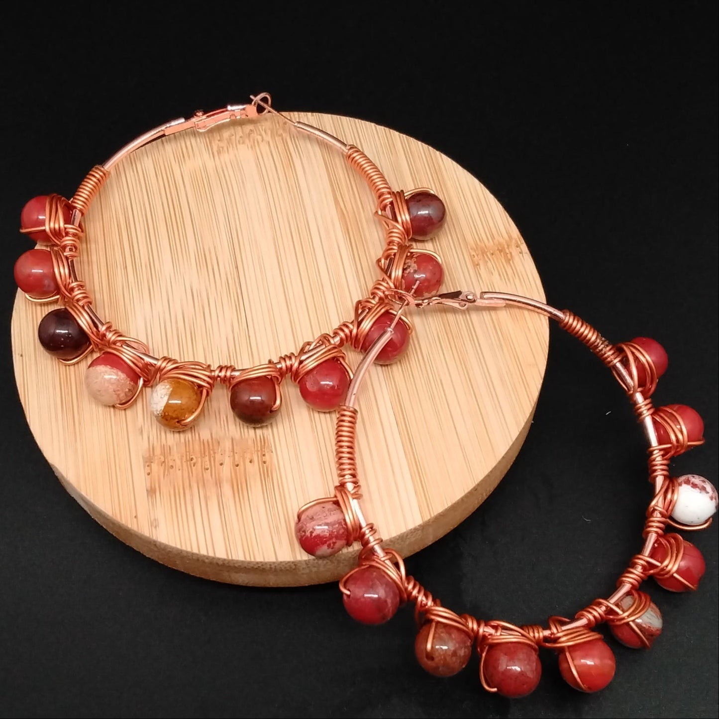 Brecciated Jasper Copper Wrapped Hoops (Large)