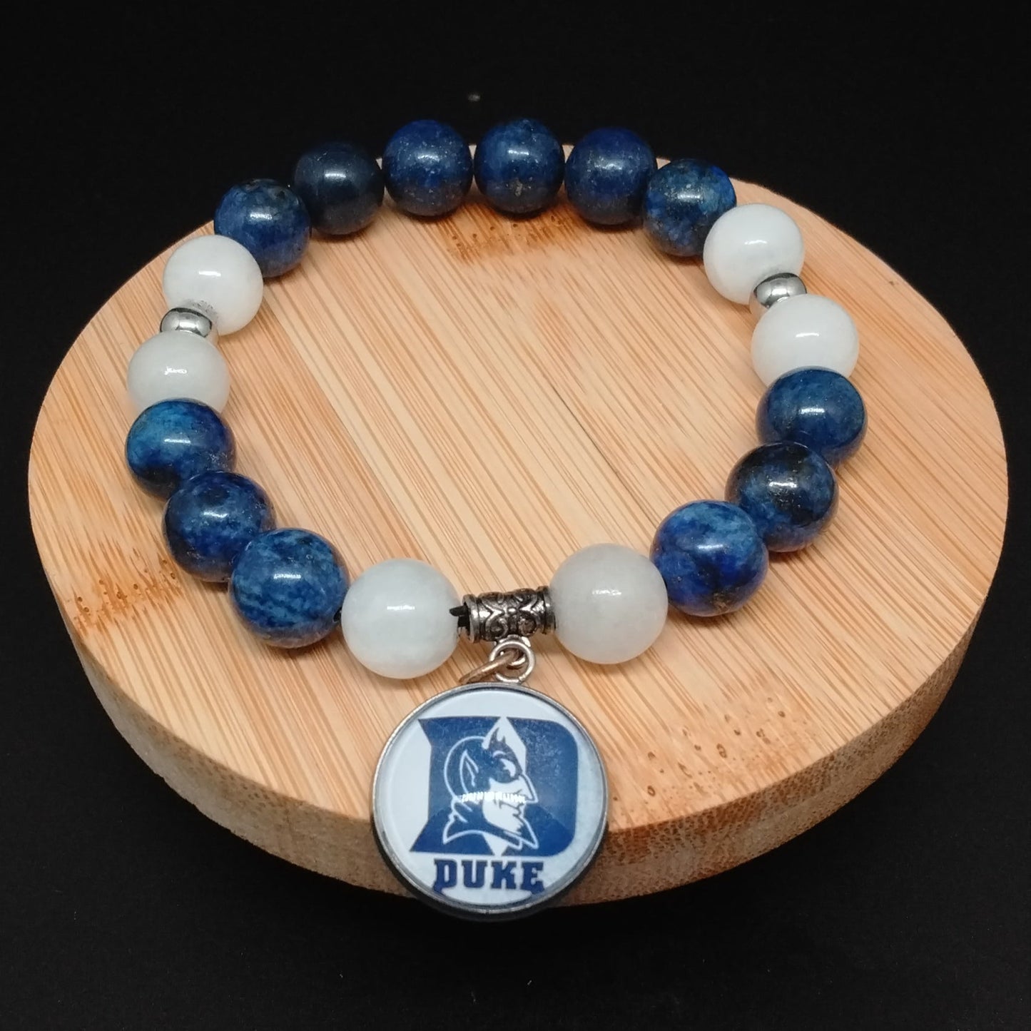 Lapis & White Jade "Duke Blue Devils" Bracelet