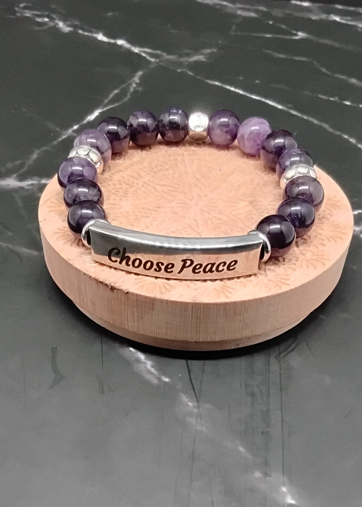 Amethyst Gemstone Affirmation Bracelet