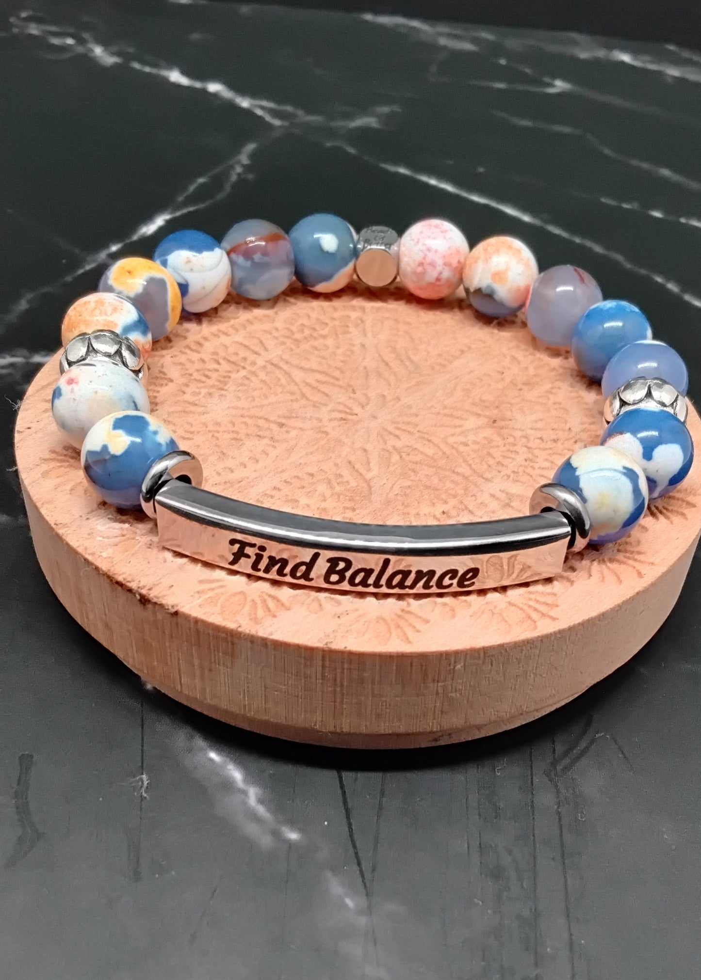 Agate "Find Balance" Affirmation Bracelet