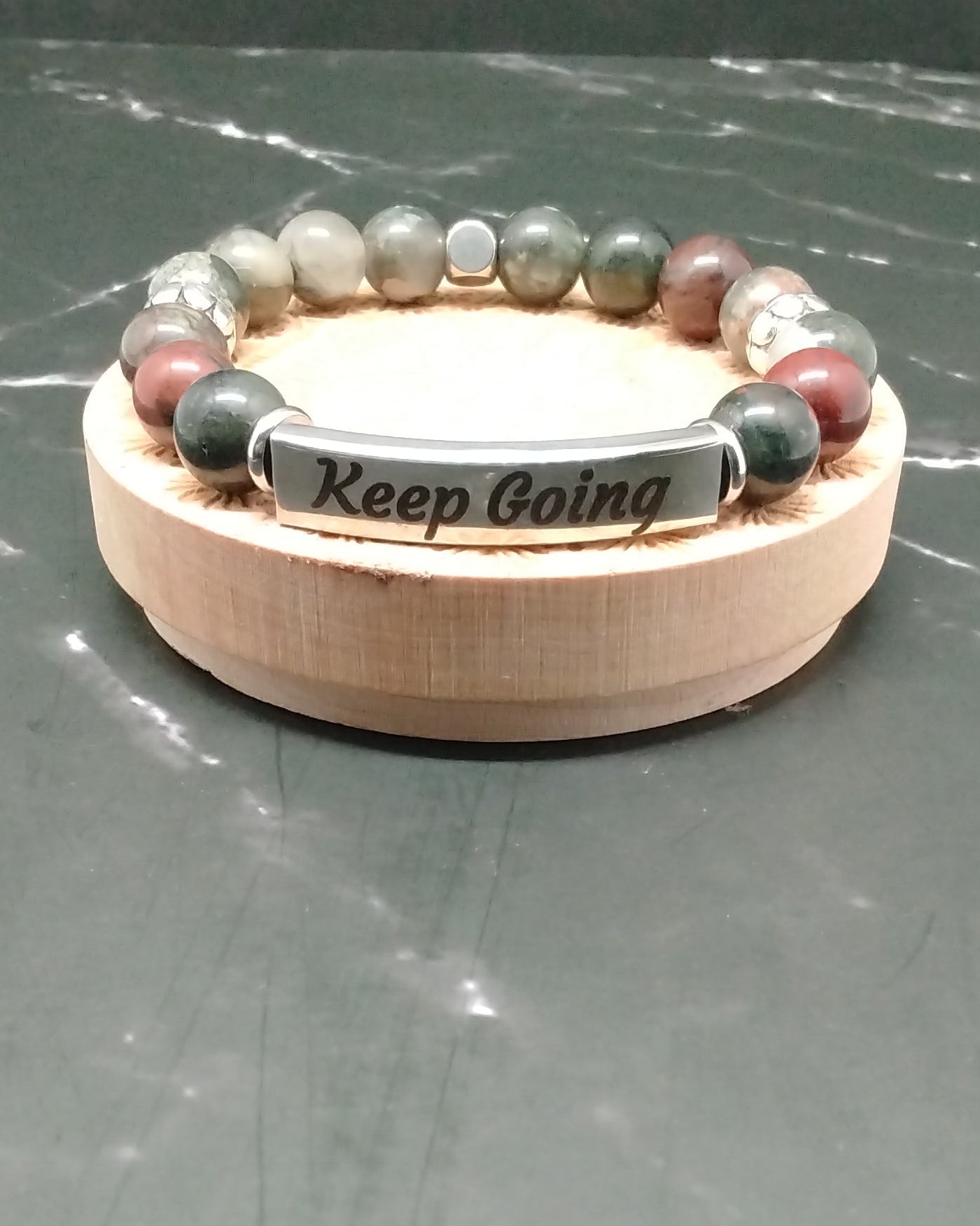 African Bloodstone "Keep Going" Affirmation Bracelet