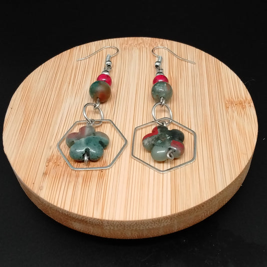 Flower African Bloodstone Earrings