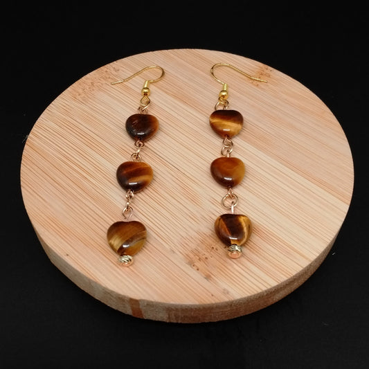 Tiger's Eye Heart Earrings