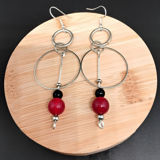 Red Agate Geometric Earrings