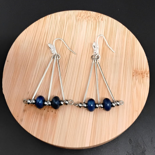 Blue Tiger's Eye Pendulum Earrrings