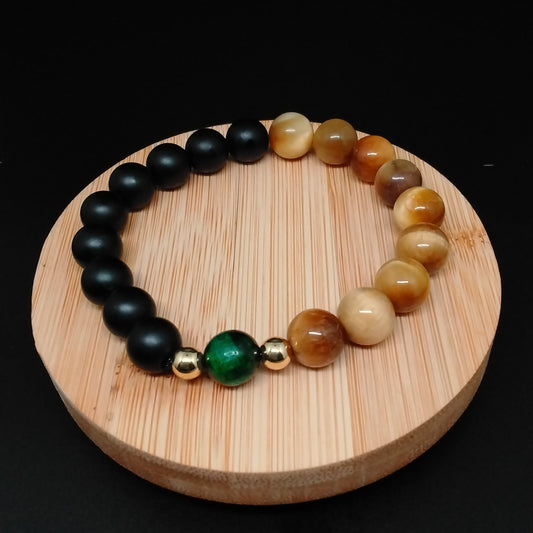 Black Onyx & Honey Tiger's Eye Bracelet