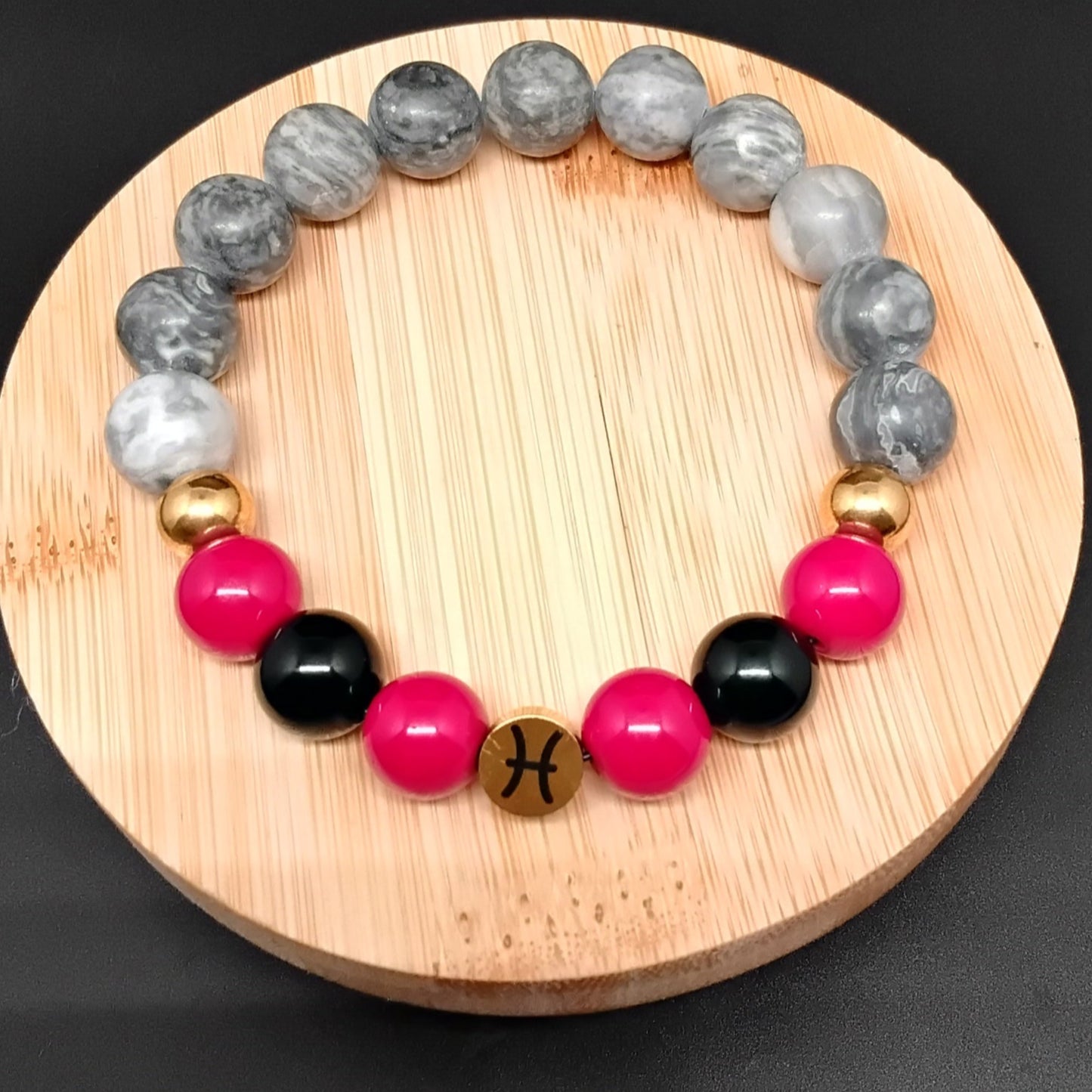 Crazy Lace Jasper Zodiac Bracelet (Pisces)