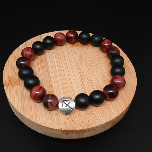 Red Tigers Eye & Black Onyx Zodiac Bracelet (Sagittarius)