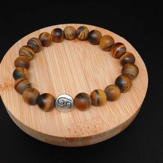 Matte Tigers Eye Zodiac Bracelet (Cancer)