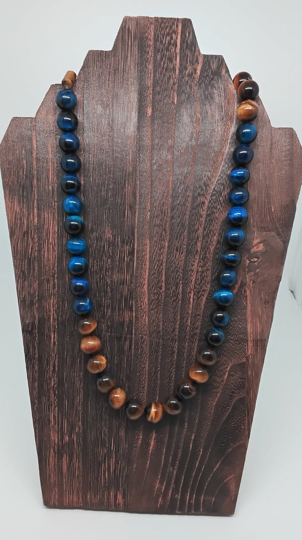Yellow and Blue Tiger's Eye Necklace