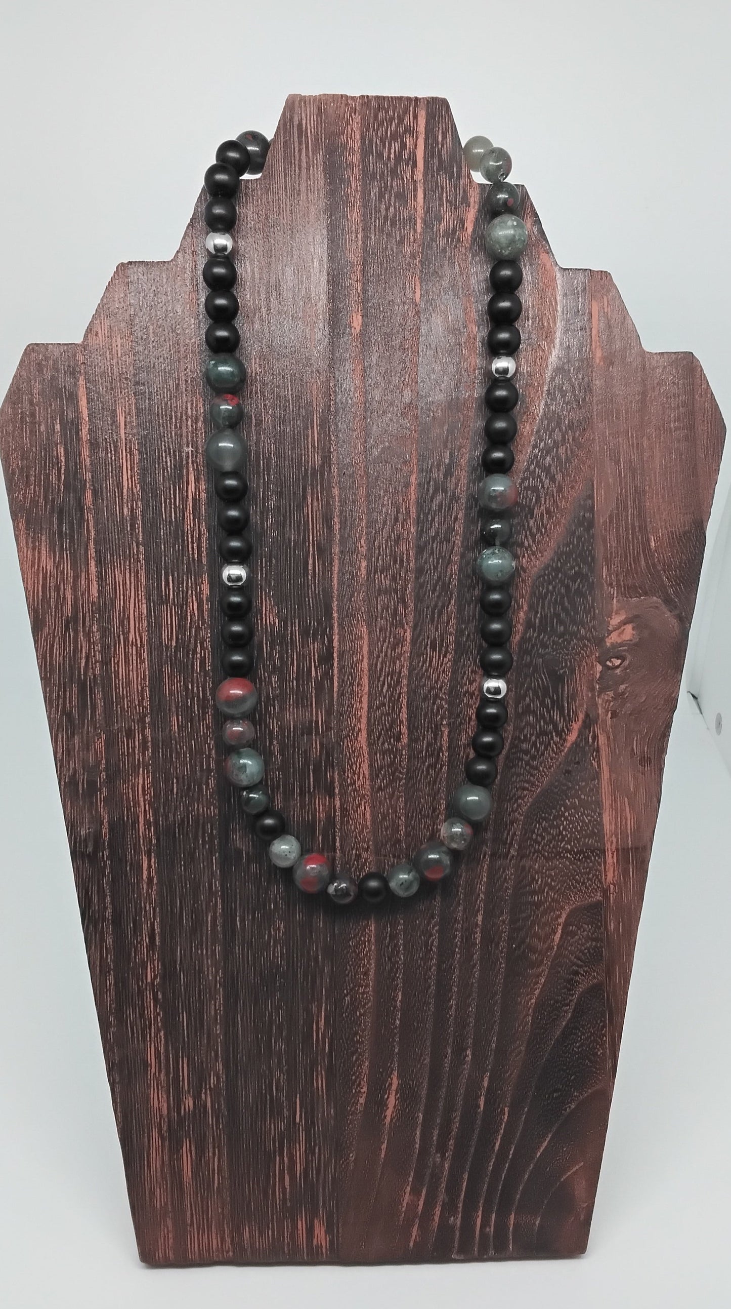 African Bloodstone & Black Onyx Necklace