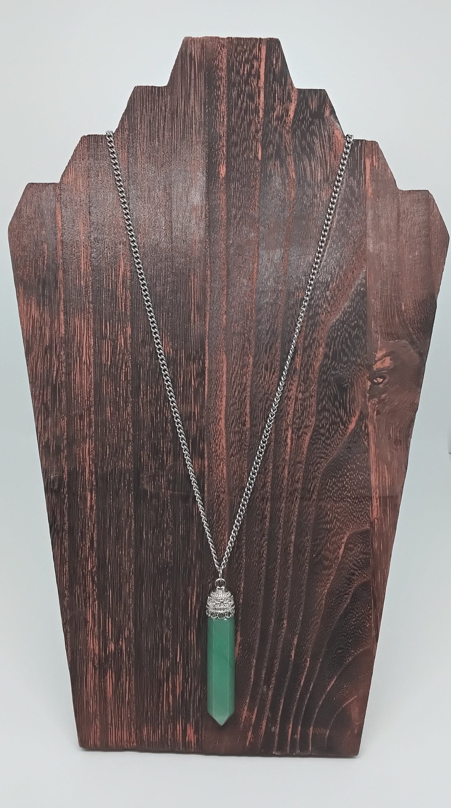 Stainless Steel Chain Necklace w/Jade Pendant