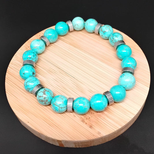 Turquoise Bracelet w/Stainless Steel Spacers