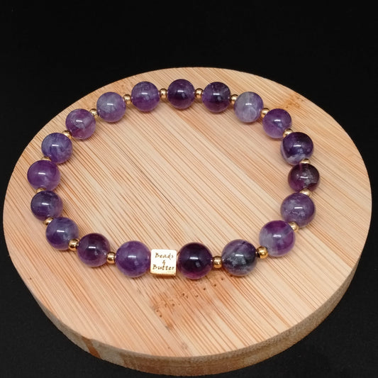 Amethyst Bracelet w/gold Stainless Steel Spacers