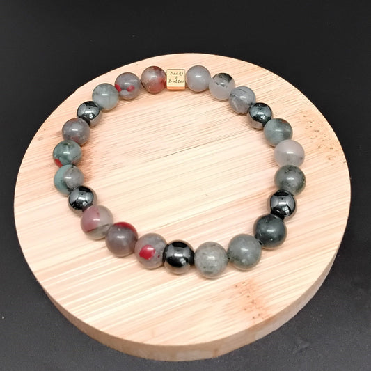 African Bloodstone and Hematite Bracelet