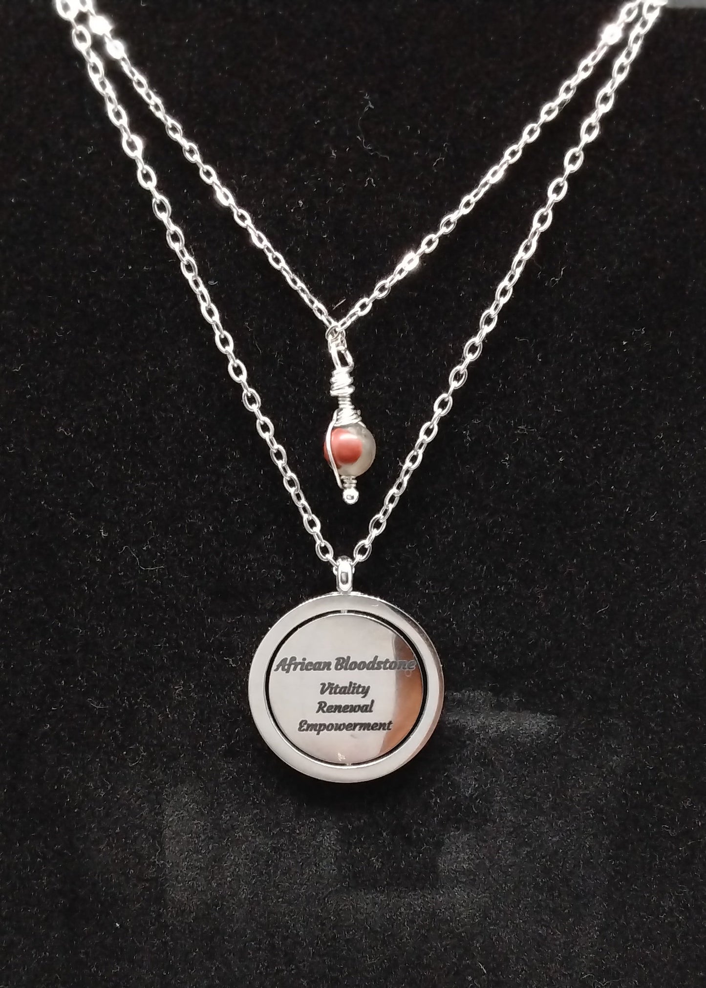 African Bloodstone Affirmation Necklace Stack