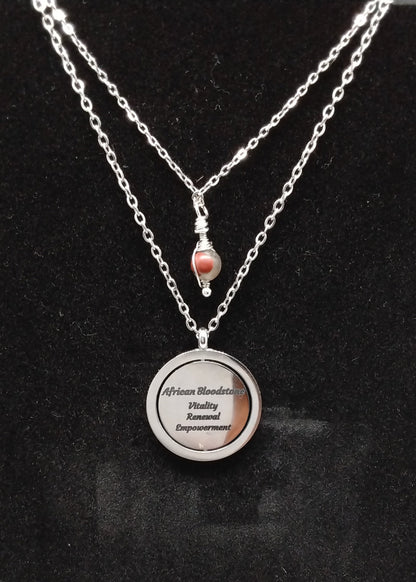 African Bloodstone Affirmation Necklace Stack
