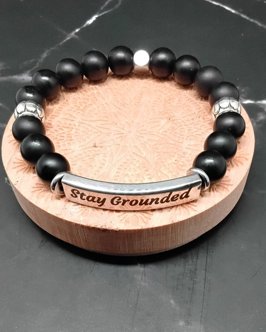 Black Onyx "Stay Grounded" Affirmation Bracelet