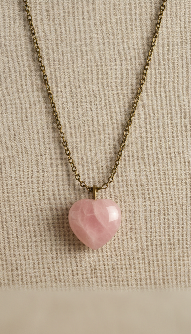 Rose Quartz Pendant Necklace in Gold