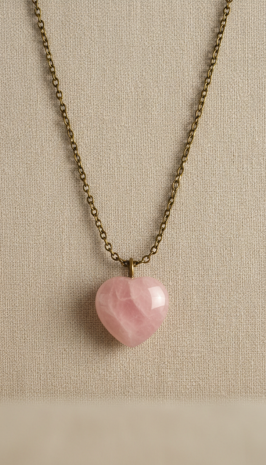 Rose Quartz Pendant Necklace in Gold