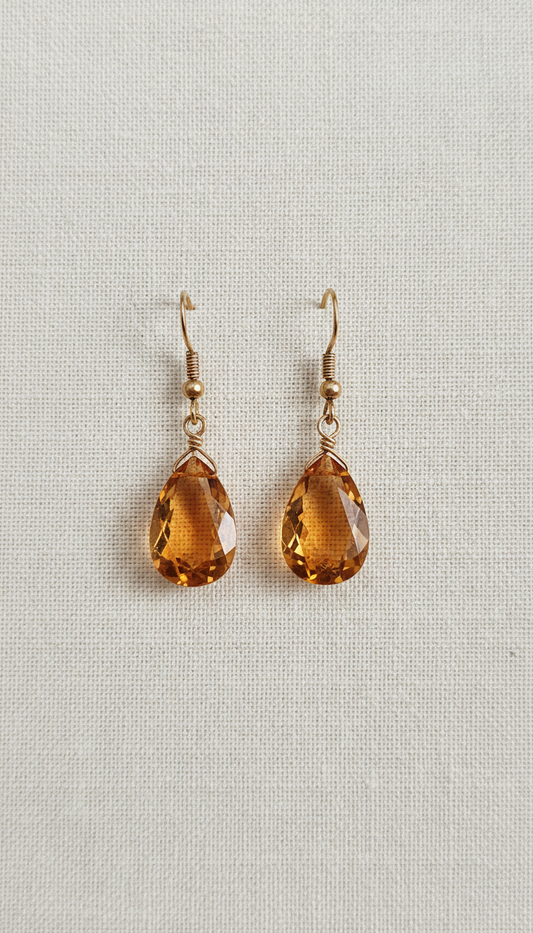 Citrine Drop Earrings with Gold Plating