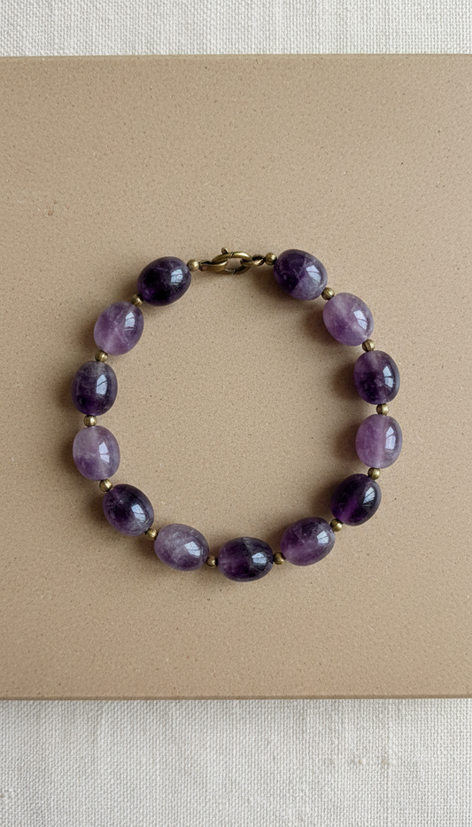 Amethyst Gemstone Bracelet with Sterling Silver