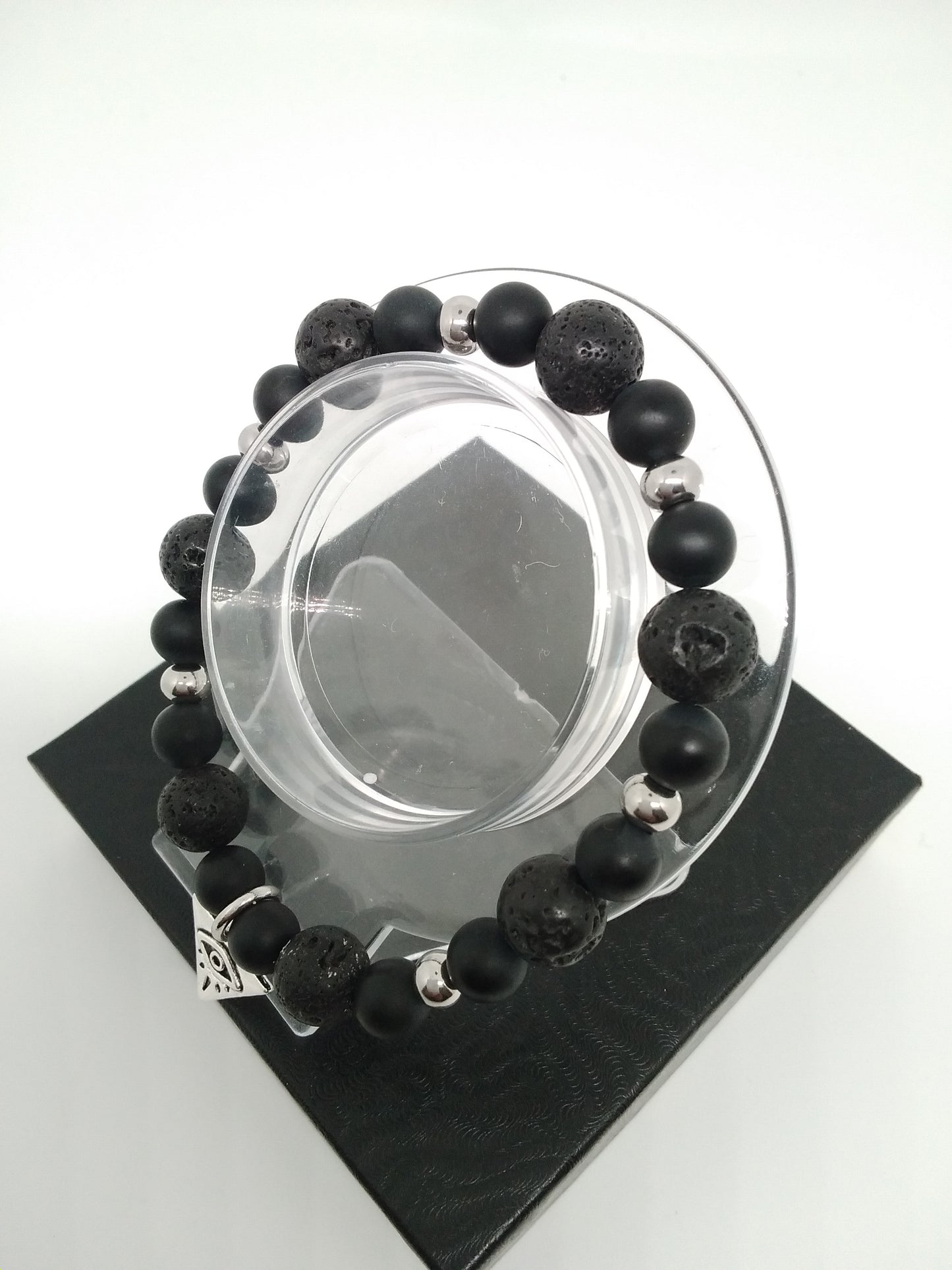 "Eye of Providence" Black Onyx and Lava Stone Bracelet